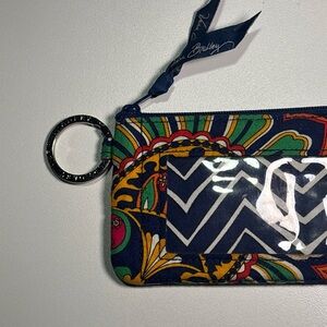 Vera Bradley Navy Multicolor Floral Chevron ID Wristlet